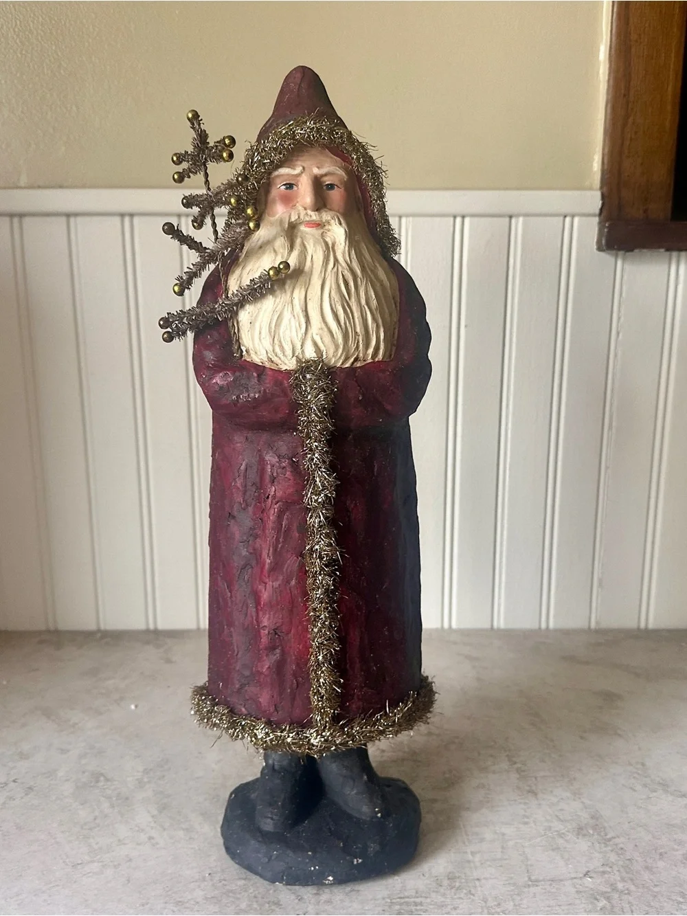 Ragon House 16” Red Belsnickle Santa w Tree Large Wall Hanging Vintage New w/Box